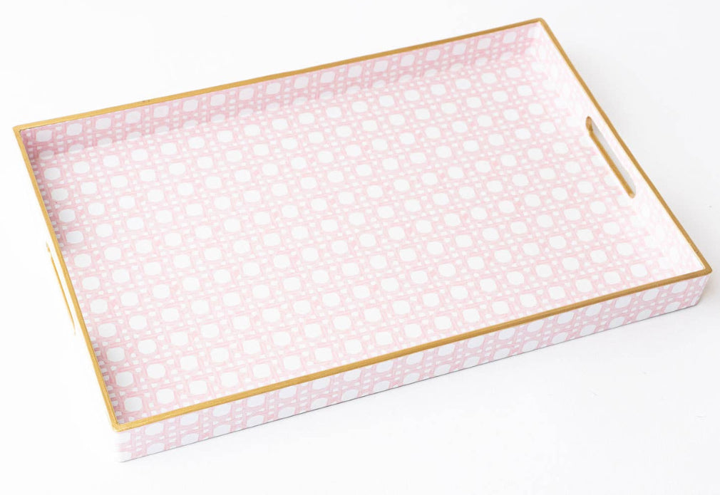 8 Oak Lane Rectangular Tray Pink Cane