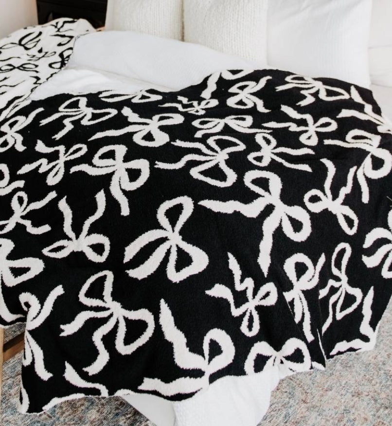 Katydid Black & White Bows Double Sided Oversized Throw Blanket