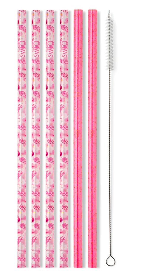 Swig Lets Go Girls + Pink Glitter Straw Set