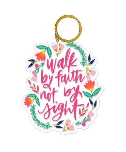 Mary Square Walk By Faith Keychain