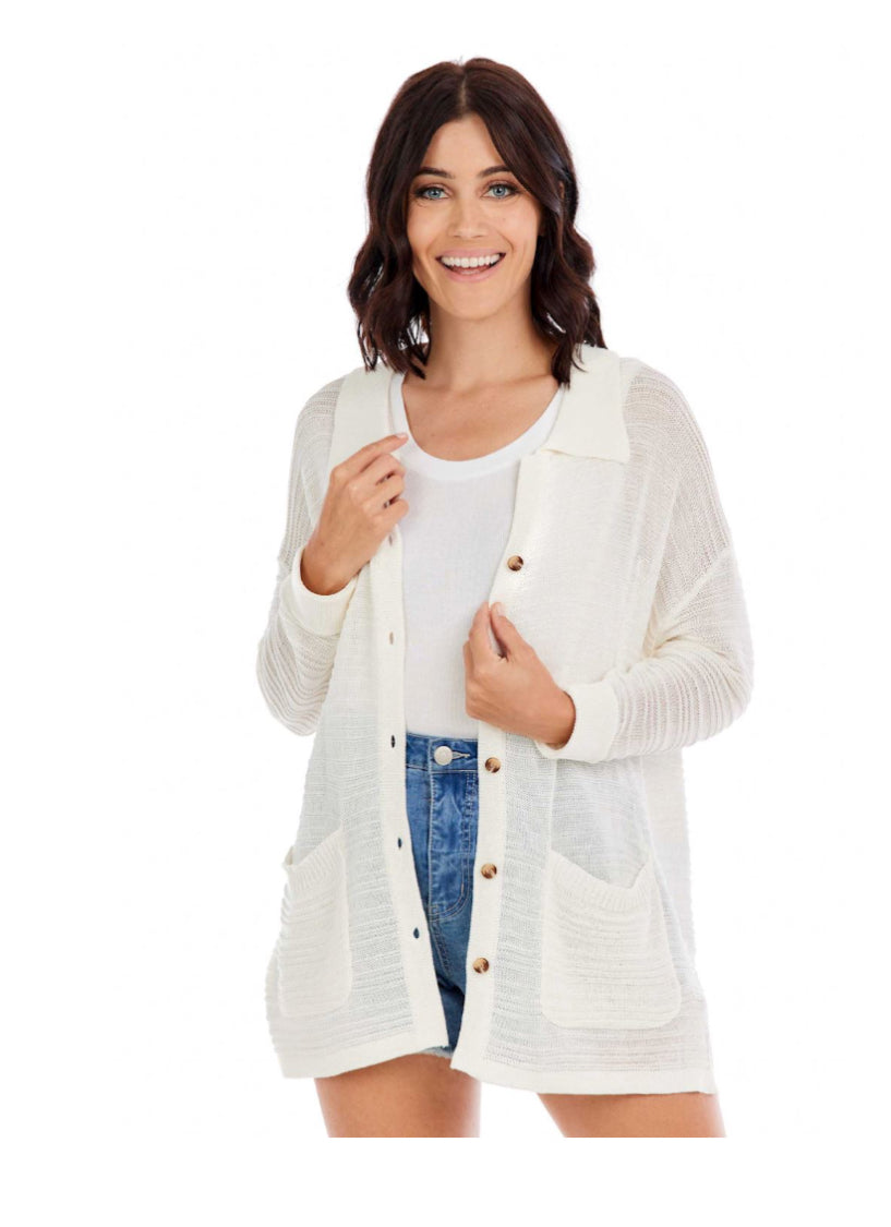 Mudpie Cain Textured Cardigan WH