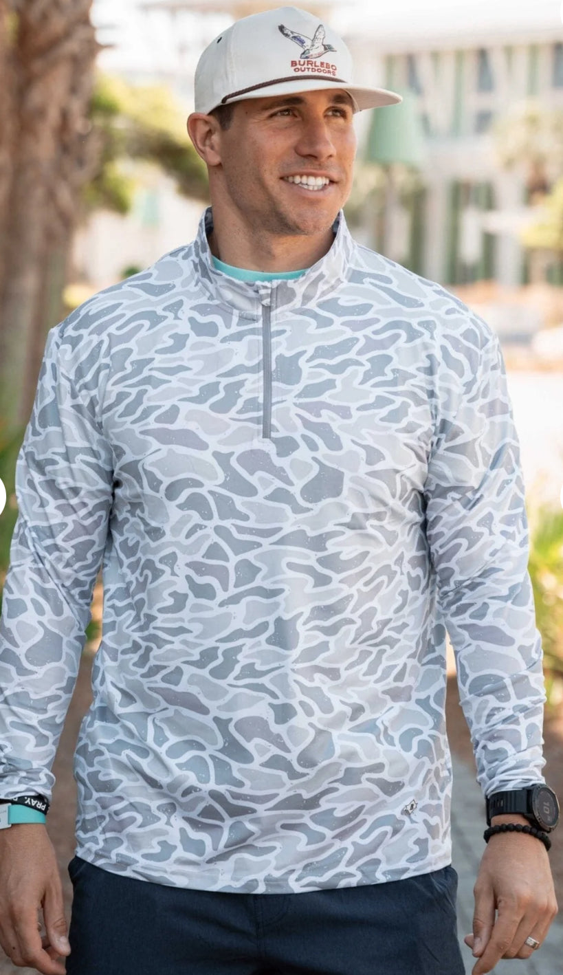 Burlebo Performance Quarter Zip White Camo