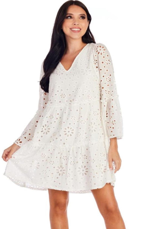 Mudpie Meredith Eyelet Tunic Dress  White 85000192