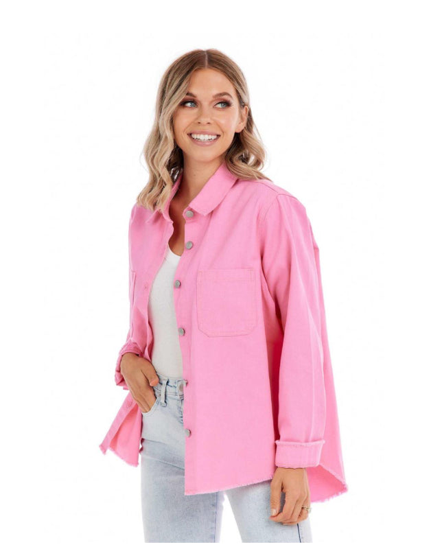 Mudpie Bradley Shacket Pink