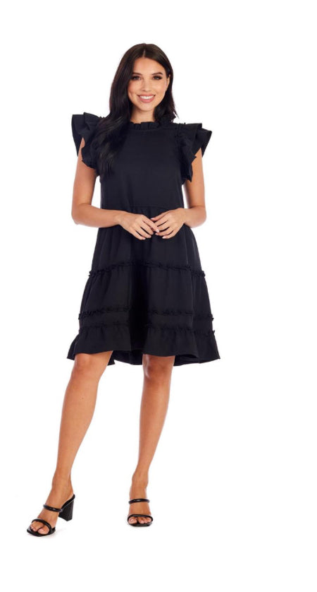 Mudpie Pope Ruffle Dress BLK