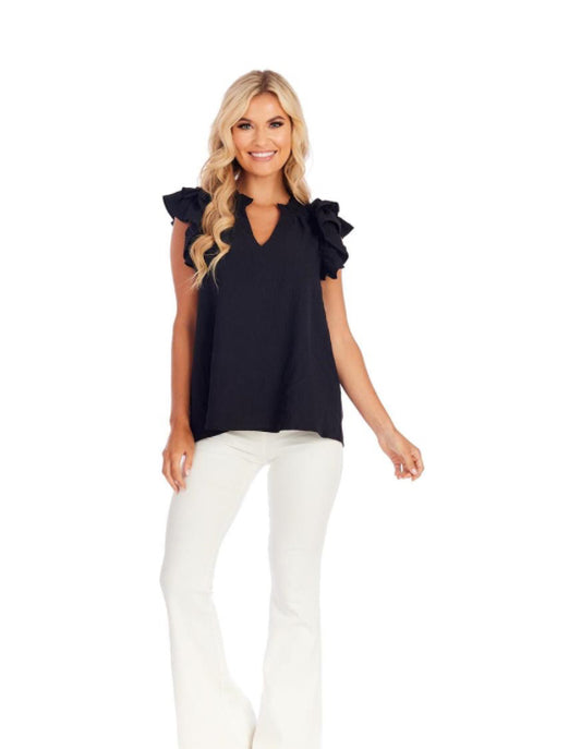 Mudpie Dahlia Ruffle Top Black 85100192