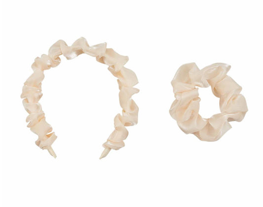 Mudpie Headband Scrunchie Set Cream