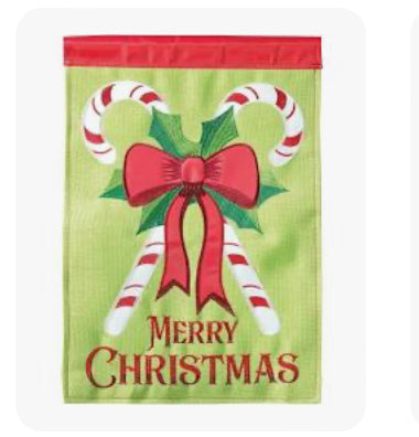 Magnolia Garden Christmas Candy Cane Burlap Garden Flag