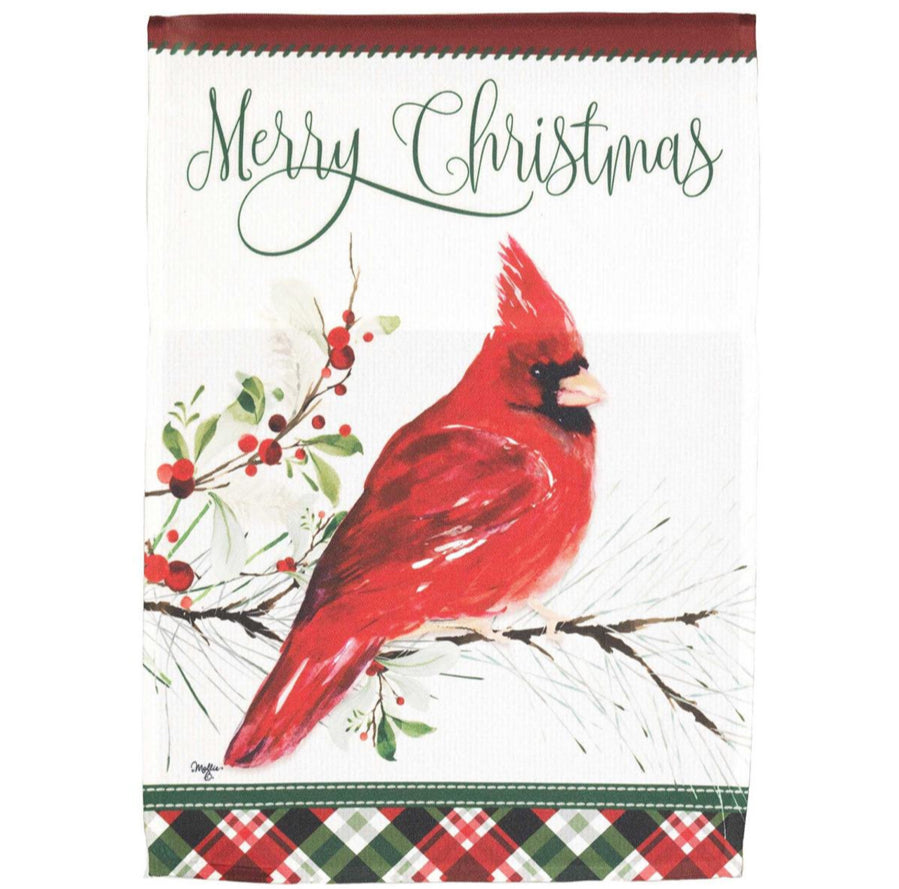 Magnolia Garden Cardinal Merry Christmas Garden Flag