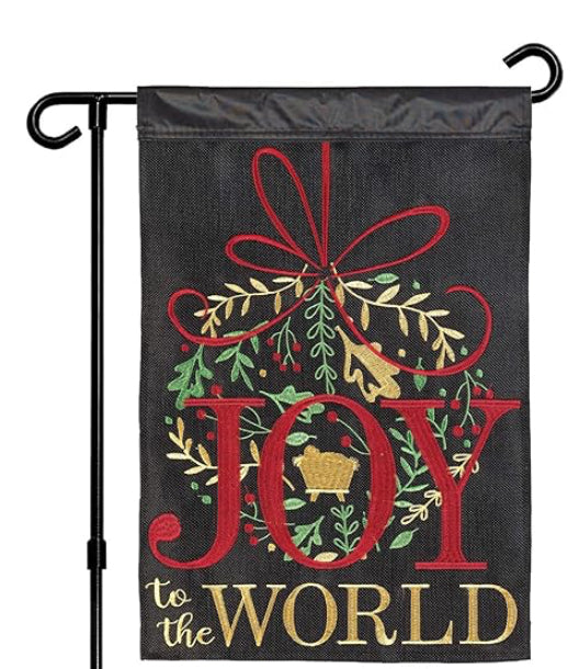 Magnolia Garden Joy To The World Burlap Garden Flag