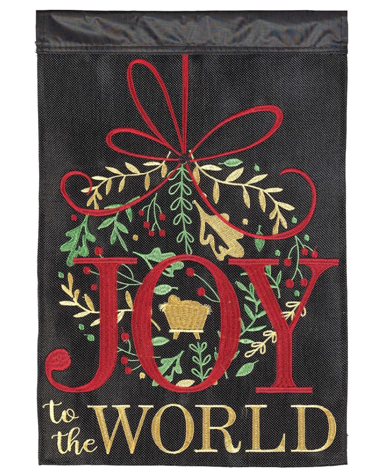 Magnolia Garden Joy To The World Burlap Large Flag