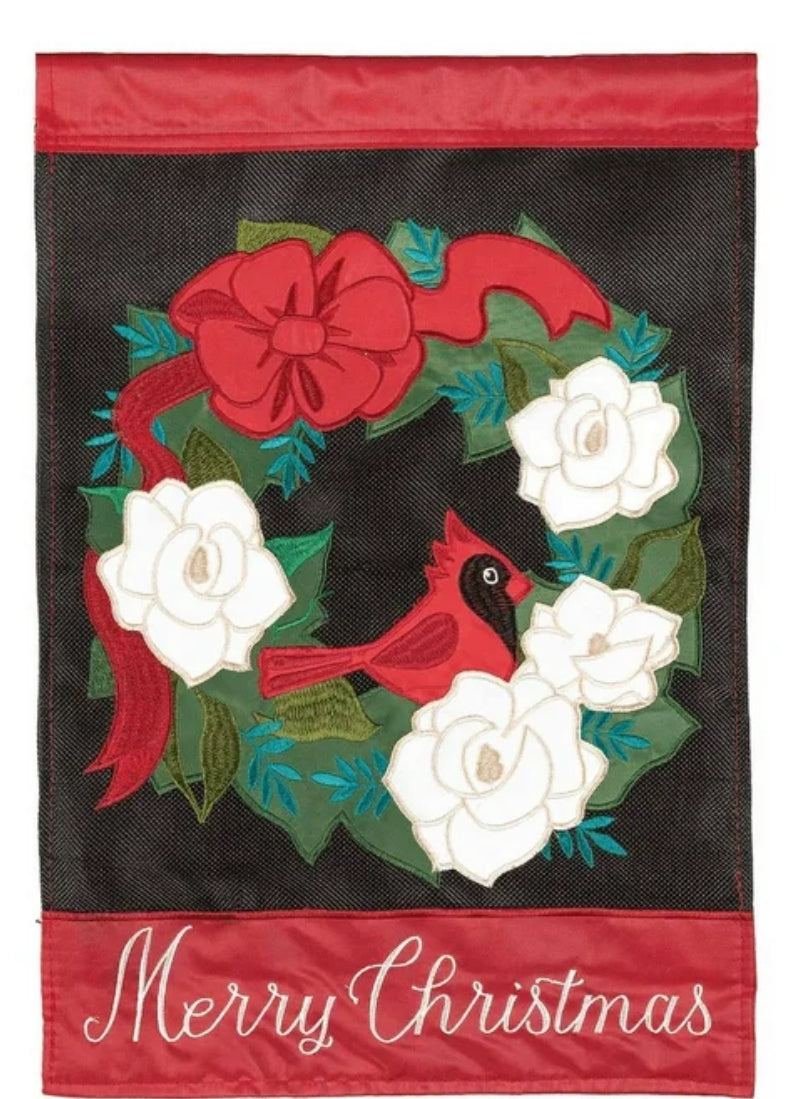 Magnolia Garden Merry Christmas Cardinal Garden Flag