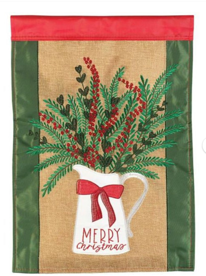 Magnolia Garden Merry Christmas Pitcher large Flag