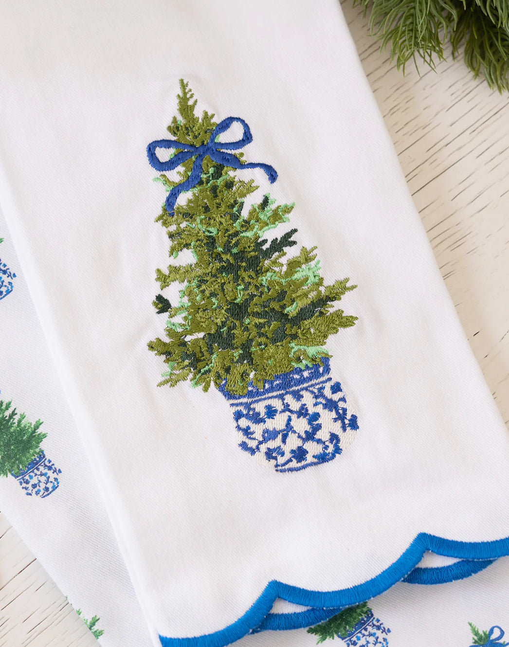 Mary Square Tea Towel Fancy & Festive Embroidered 56553