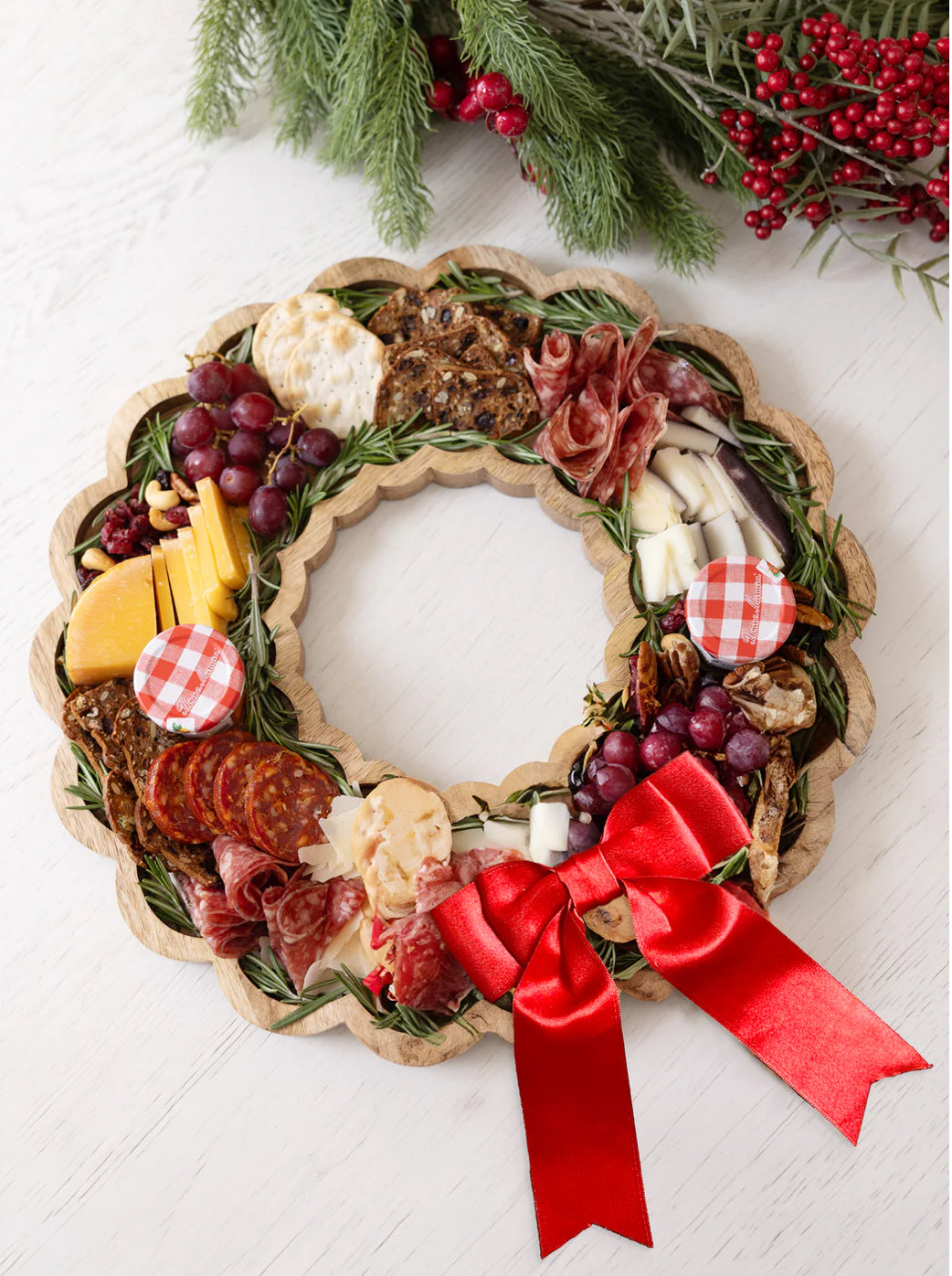 Mary Square Wood Wreath Board With Bow 56632