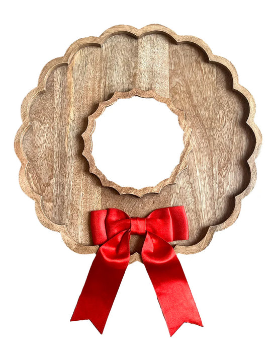 Mary Square Wood Wreath Board With Bow 56632