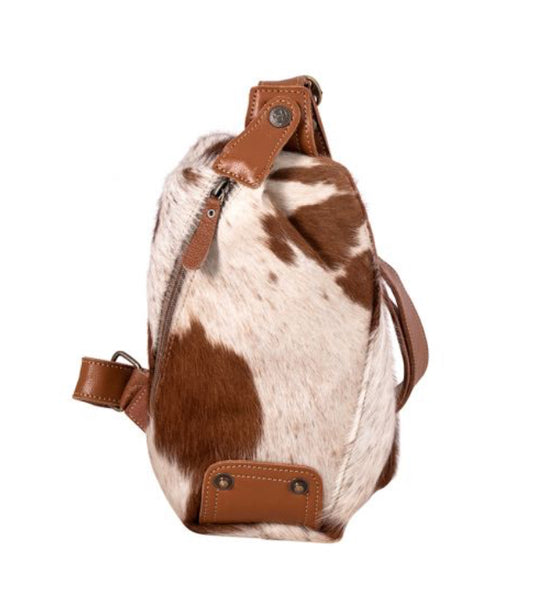 Myra Bag Robnette Ranch Fanny Pack Bag in Caramel & White