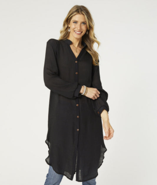 Coco+Carmen Angie Button Down Cardigan Black