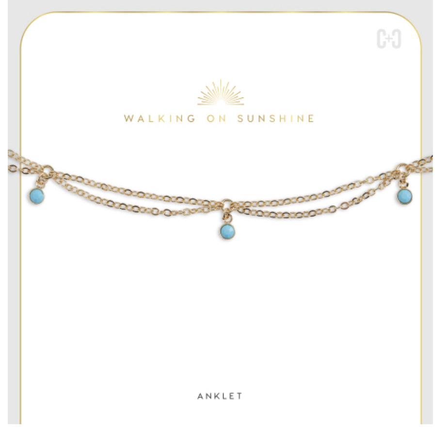 Coco + Carmen Aelia Anklet - Gold Double Chain Scallop