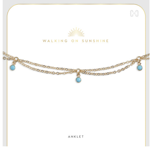 Coco + Carmen Aelia Anklet - Gold Double Chain Scallop