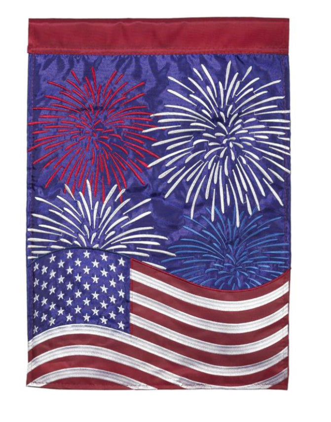 Magnolia Garden Flag Patriotic Fireworks Polyester 13x18