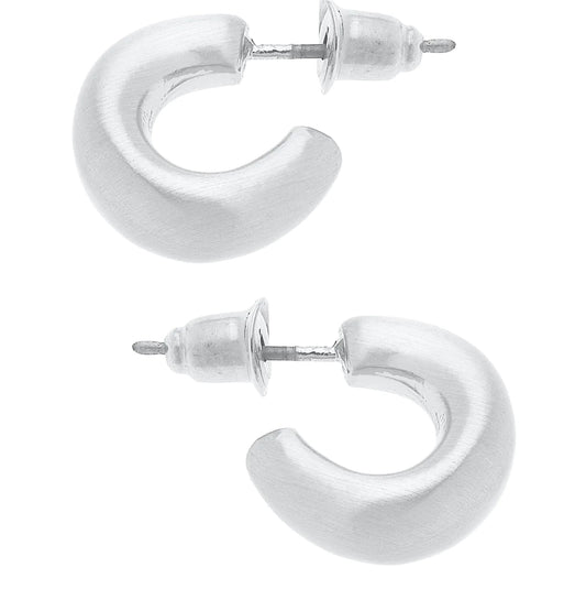 Canvas Hoop Earrings In Satin silver 2232BE-Sl