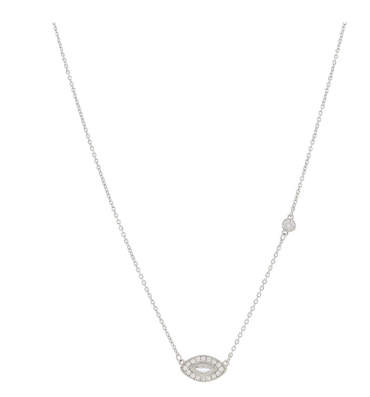 Jane Marie Silver Chain With Crystal Bezel Accent Pendant