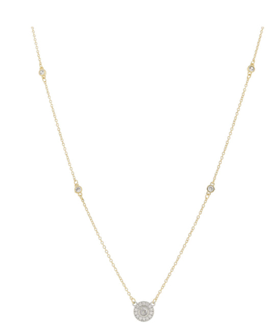 Jane Marie Gold Chain With Crystal Bezel Accent and Silver Circle Crystal