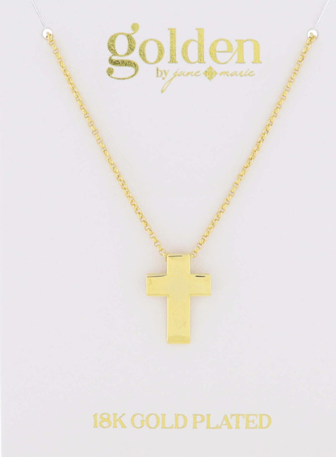 Jane Marie Gold Plated Thick Cross Necklace