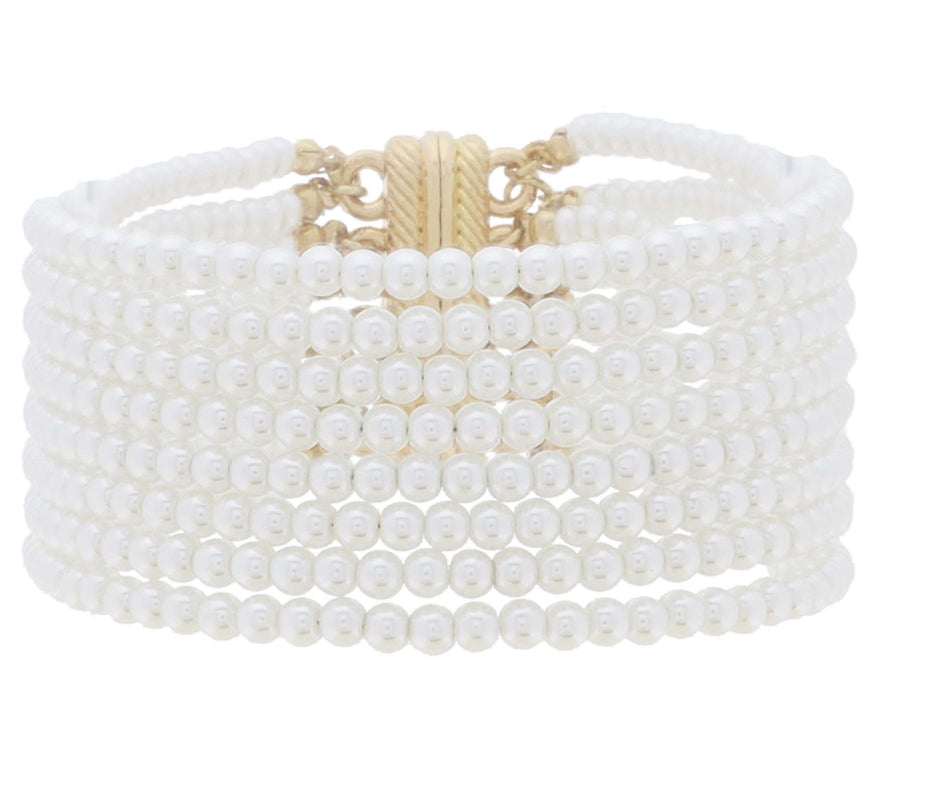 Jane Marie 8 Strand Mini Pearl Beaded With Magnetic Closure Bracelet