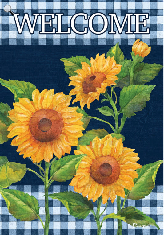 Custom Decor  Large Flag Sunflowers on Navy