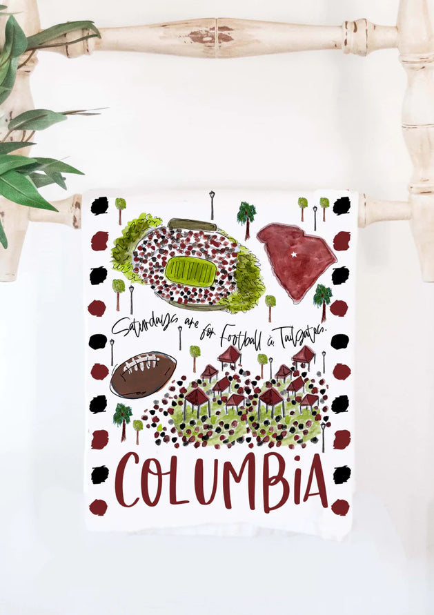 Happy Columbia Sc Cotton College Town Towel