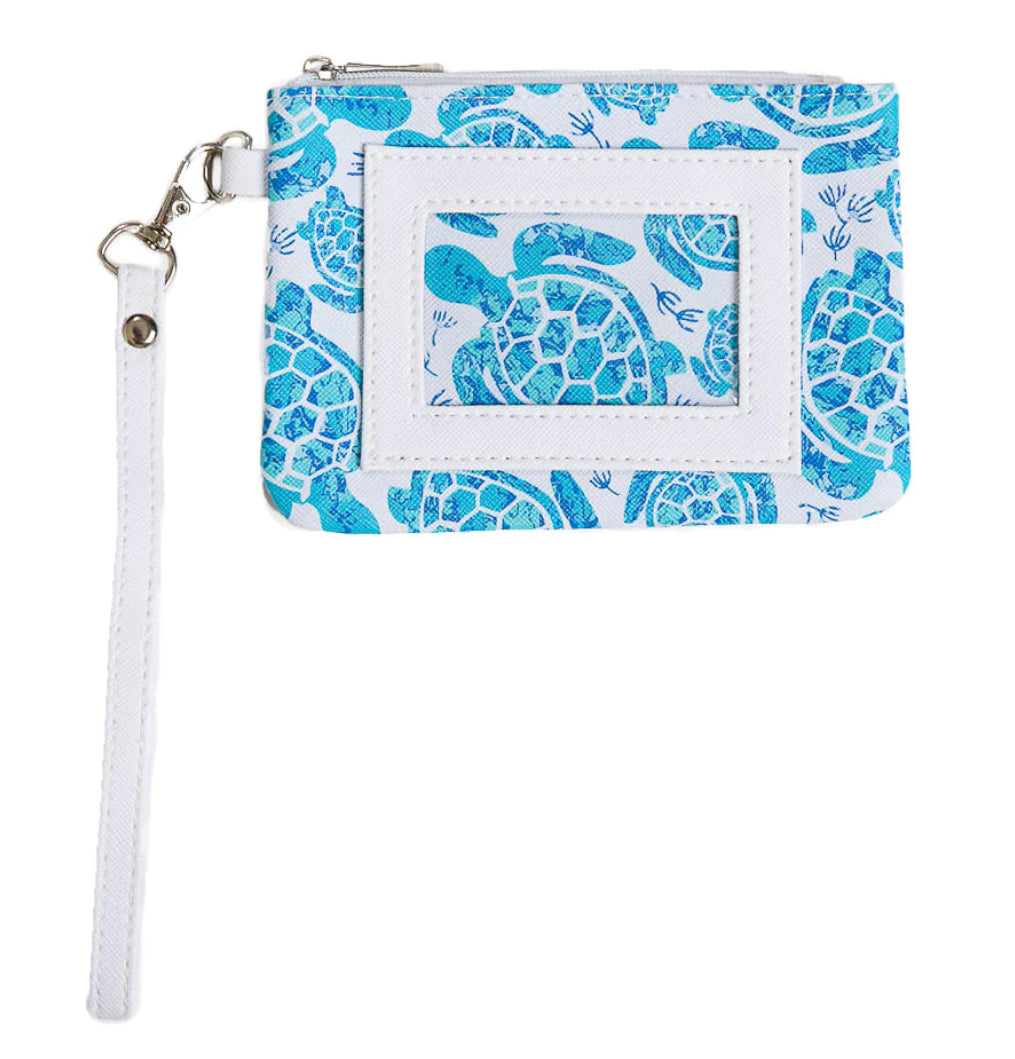 Top It Off ID Wristlet Blue Sea Turtle