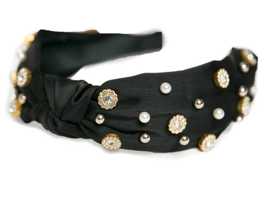 Top It Off Lilibet Headband Black With Beading