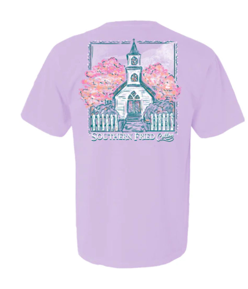 Southern Fried Cotton S/S Tee Church Bells Are Ringing Orchid SFM12036