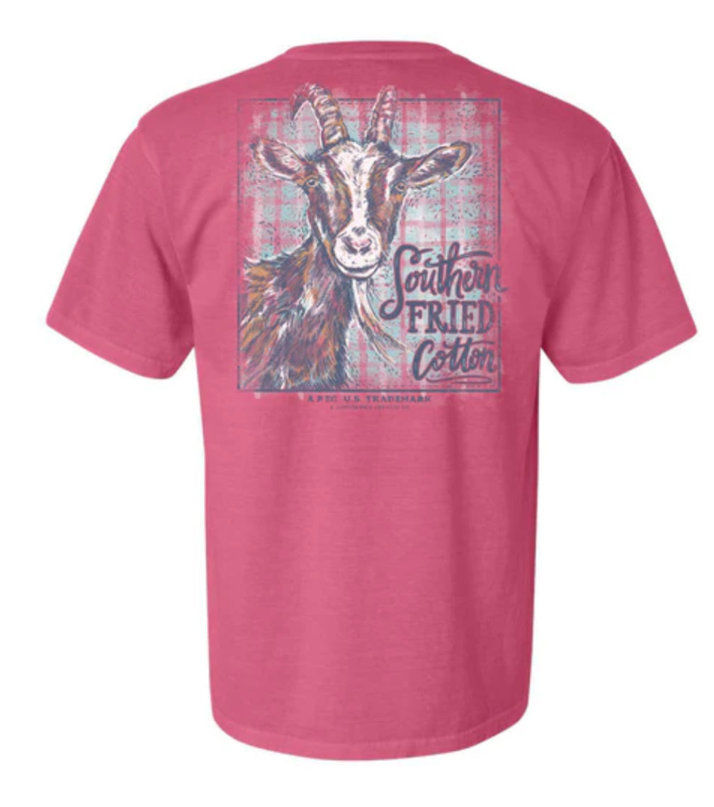 Southern Fried Cotton S/S Tee Floats Your Goat Crunchberry SFM12018