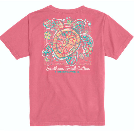 Southern Fried Cotton Go With The Flow Toddler Hot Pink S/S Tee