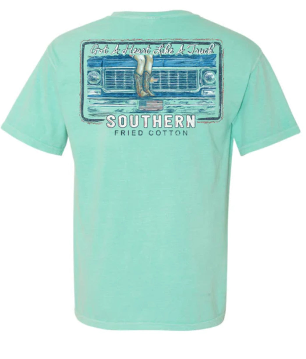 Southern Fried Cotton S/S Tee Heart Like A Truck Chalky Mint SFM12002