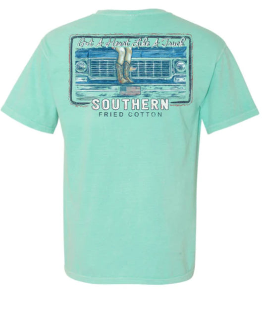 Southern Fried Cotton S/S Tee Heart Like A Truck Chalky Mint SFM12002