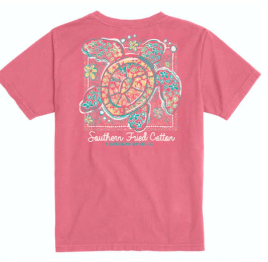 Southern Fried Cotton S/S Tee Go With The Flow Coral Craze Youth SFY01990