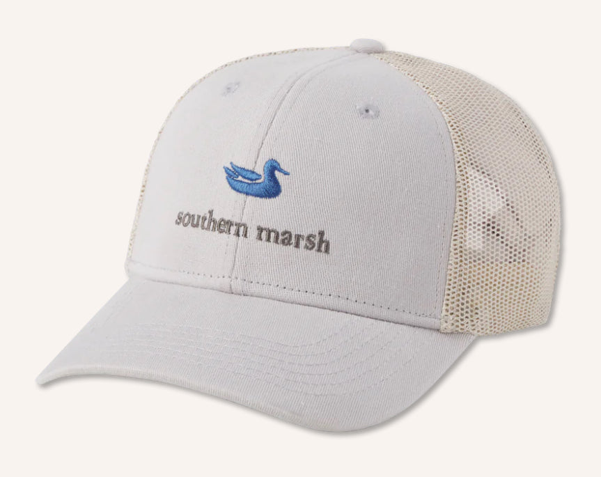 Southern Marsh Trucker Hat Classic SnapBack Light Gray HTAT