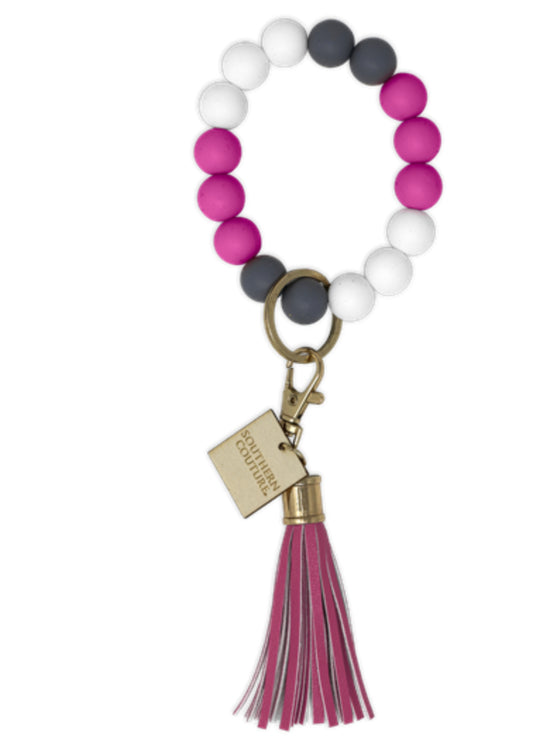 Southern Couture Silicone Beaded Bracelet Key Chain - Just Peachy