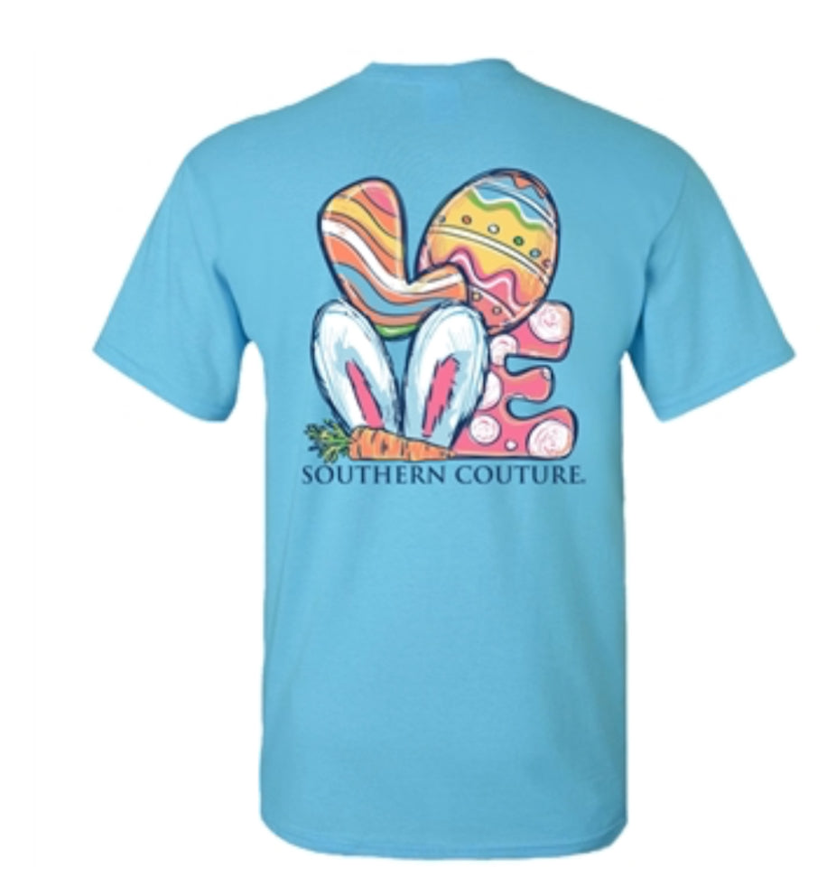 Southern Couture Classic Easter Egg Love - Sky Blue S/S Tee