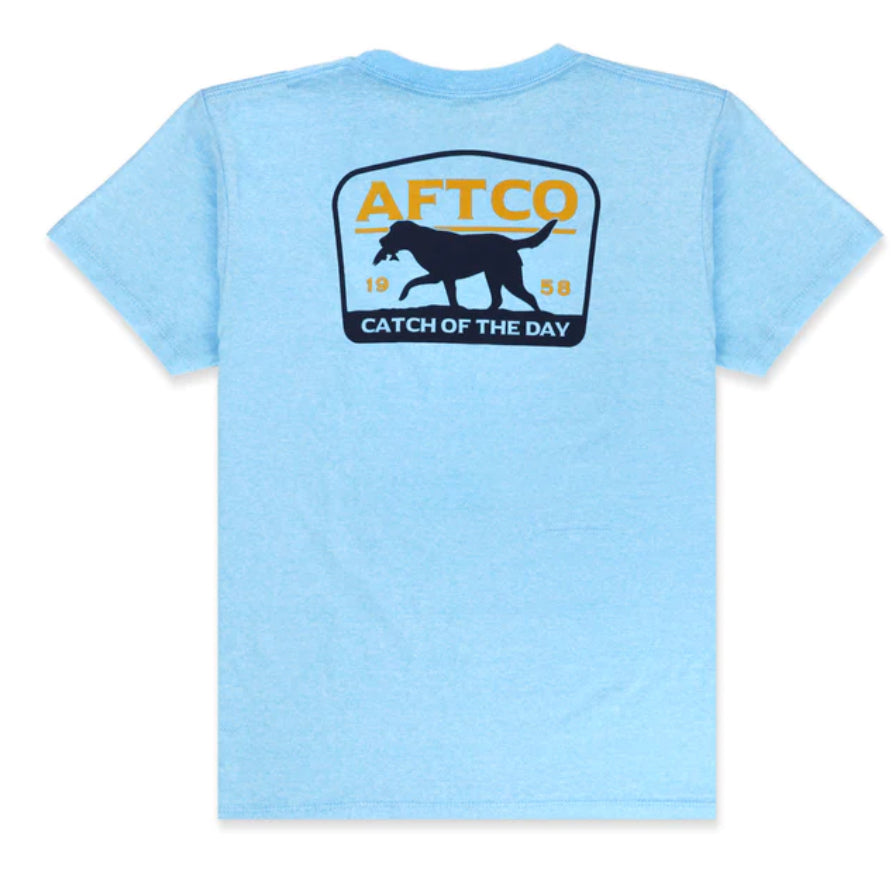 Aftco Youth S/S Fetch Neon Sky Blue Heather BT4481