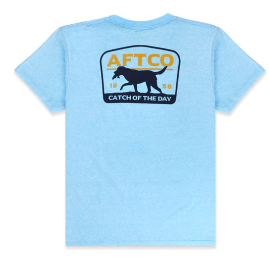 Aftco Youth S/S Fetch Neon Sky Blue Heather BT4481