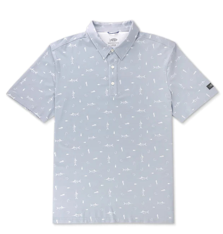 Aftco  Cypress Printed Men’s  Polo Harbor Grey  M64225