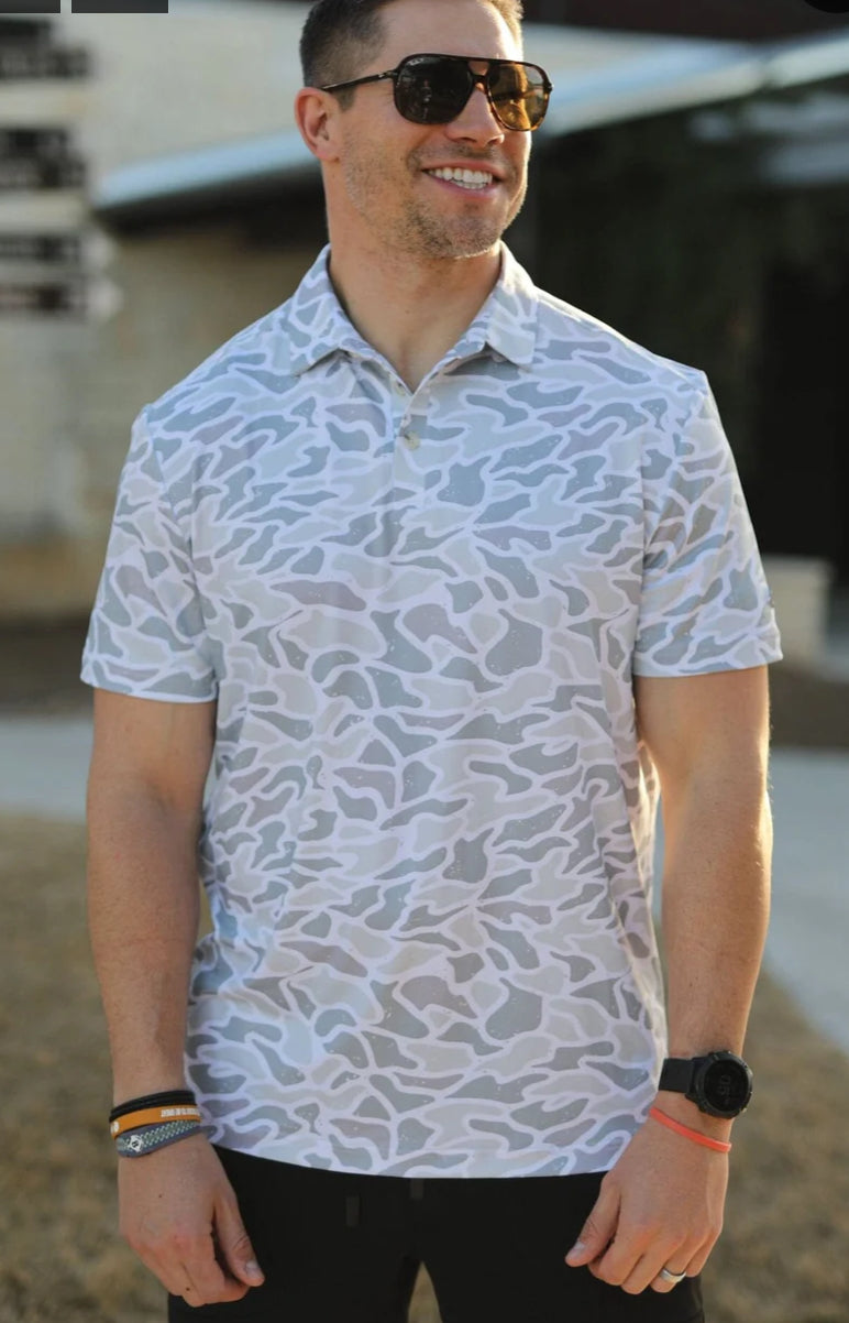 Burlebo Men’s  White Camo Polo 0008-PP-WC