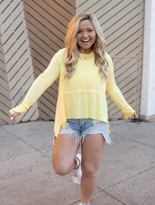 Jadelynn Brooke Flowy Activewear L/S Crew Sunshine Yellow