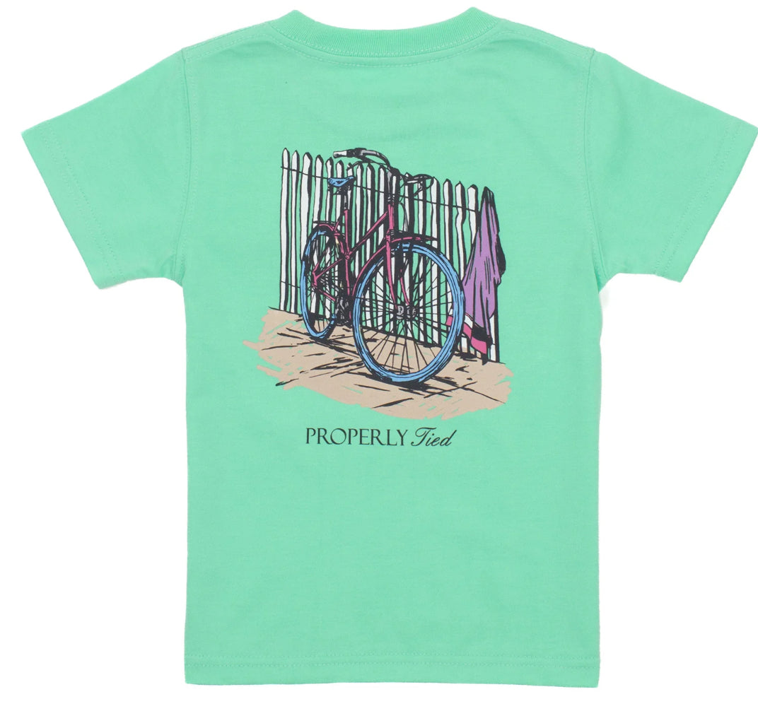 Properly Tied Girls S/S Tee Beach Bike Wash Green LG1007