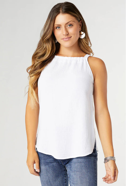 Coco+Carmen Celeste Gauze Tank - White